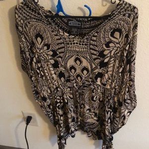 Tan and black blouse